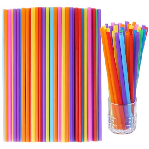 YAOSHENG 100 Pack Smoothie Straws, 10.24 Inches Straws Disposable, Drinking Straws Disposable in Assorted Bright Colors (100)