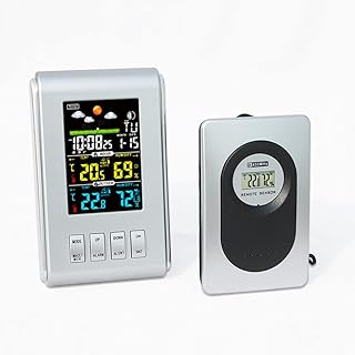 Aiying Alarm Clock - Remote Weather Clock - Remote Indoor and Outdoor Thermometer - Meteorological Alarm Clock - Meteorological Station - Temperature and Humidity Monitoring Instrument