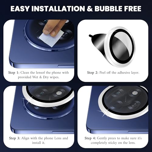 Image of FIRST MART Silver Camera Ring Guard Protector for Oppo F31 Pro Plus | Tempered Glass with Metal Alloy Rings, HD Clear, Scratch Resistant, Case-Friendly | Pack of 1