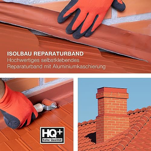 Isolbau Butyl Reparaturband - Anthrazit, 100 mm x 10 m - Abdichtungsband für Dach, Loch, Rohr, Wohnmobile - Wasserdichter Schutz gegen Korrosion Witterung & UV-Bestrahlung - Selbstklebende Klebeband