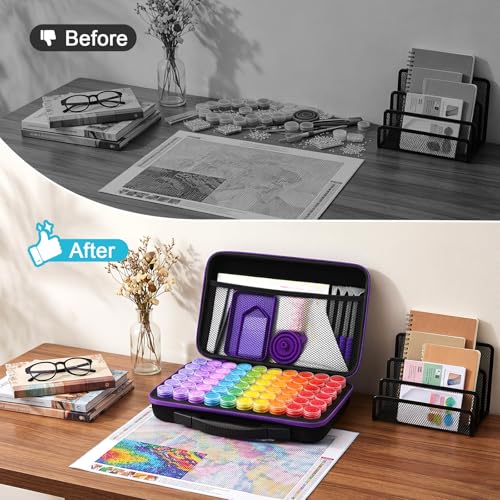 Image of ZORETCO Diamond Art Storage with 60 Containers, Diamond Art Kits for Adults | Diamond Painting Storage Case with Tools, Diamond Art Supplies Storage for Diamond Painting Accessories, Bead Gem Organizer