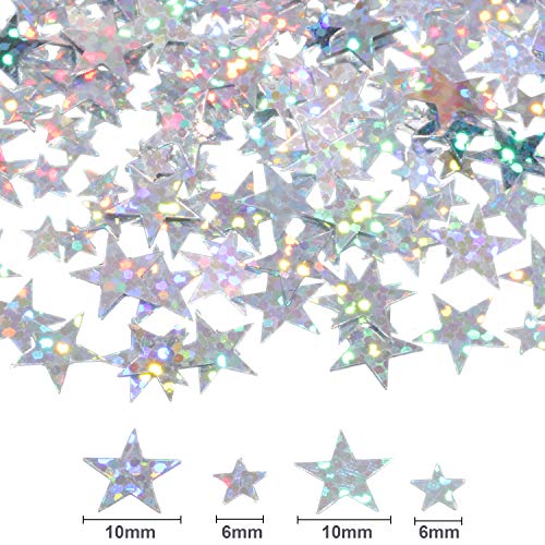 Image of Hestya Star Table Confetti, Glitter Silver, 10mm and 6mm, 60g