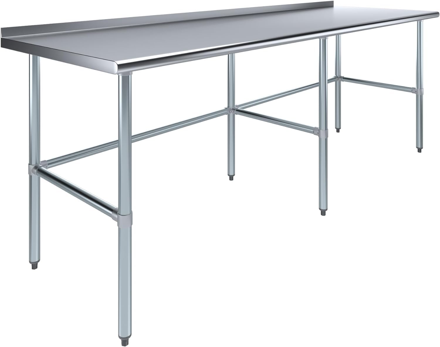 Stainless Steel Work Table with Open Base with 1.5" Backsplash (30x96)