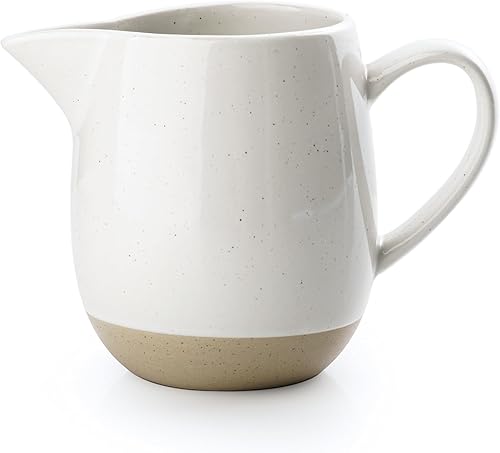 famiware Milkyway - Crema de 13 onzas con asa, cerámica para cafélechesalsaservirensalada, dispensador de cerámica de arce y jarabe, vaso espumador