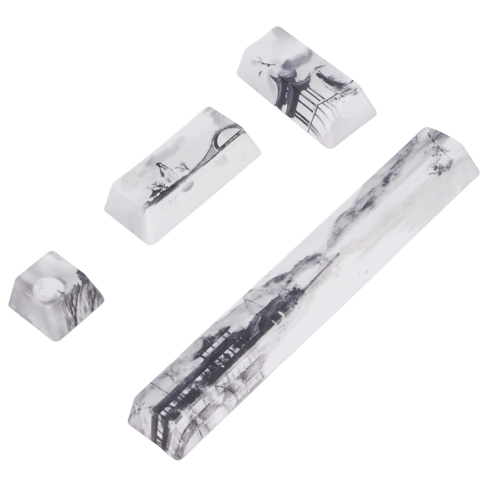 ASHATA Rubber Keycaps, DIY Mini Black Dogs Pattern Keycaps Space+ESC