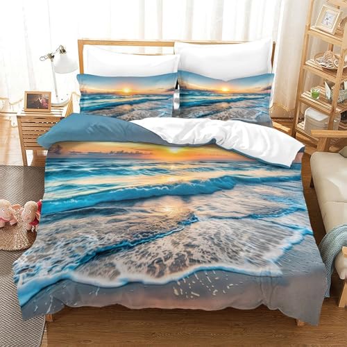Housse de couette 135x200 fermeture éclair parure lit imprimé 3D - 3