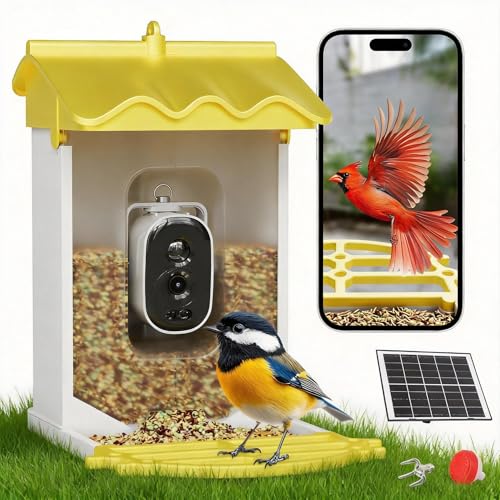 Garvee Smart Bird Feeder with 4k Camera & AI Recognition - Solar Powered, 2L Capacity,...
