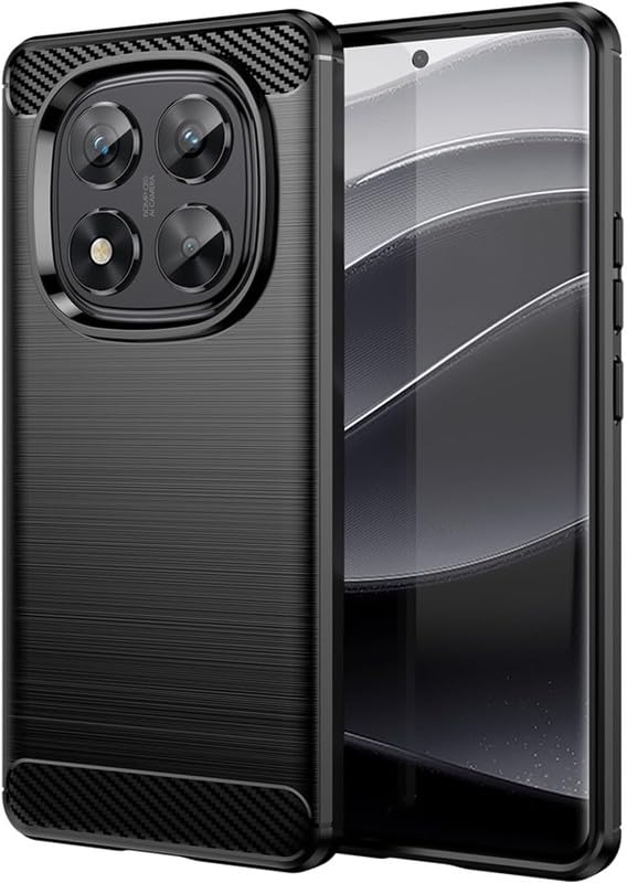 Image of NPRC Hybrid Ultra Slim Protective Case TPU Non-Slip Carbon Fiber Texture Shockproof Case Cover for Redmi Note 14 Pro - Black