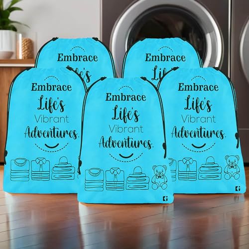 Image of Kuber Industries Pack of 5 Cloth Storage Bag | Non-Woven Storage Organizer | Travel Cloth Carrying Bag | Garments Cover for Laundry | Travel Storage Organizer for Clothing | Large | Sky Blue