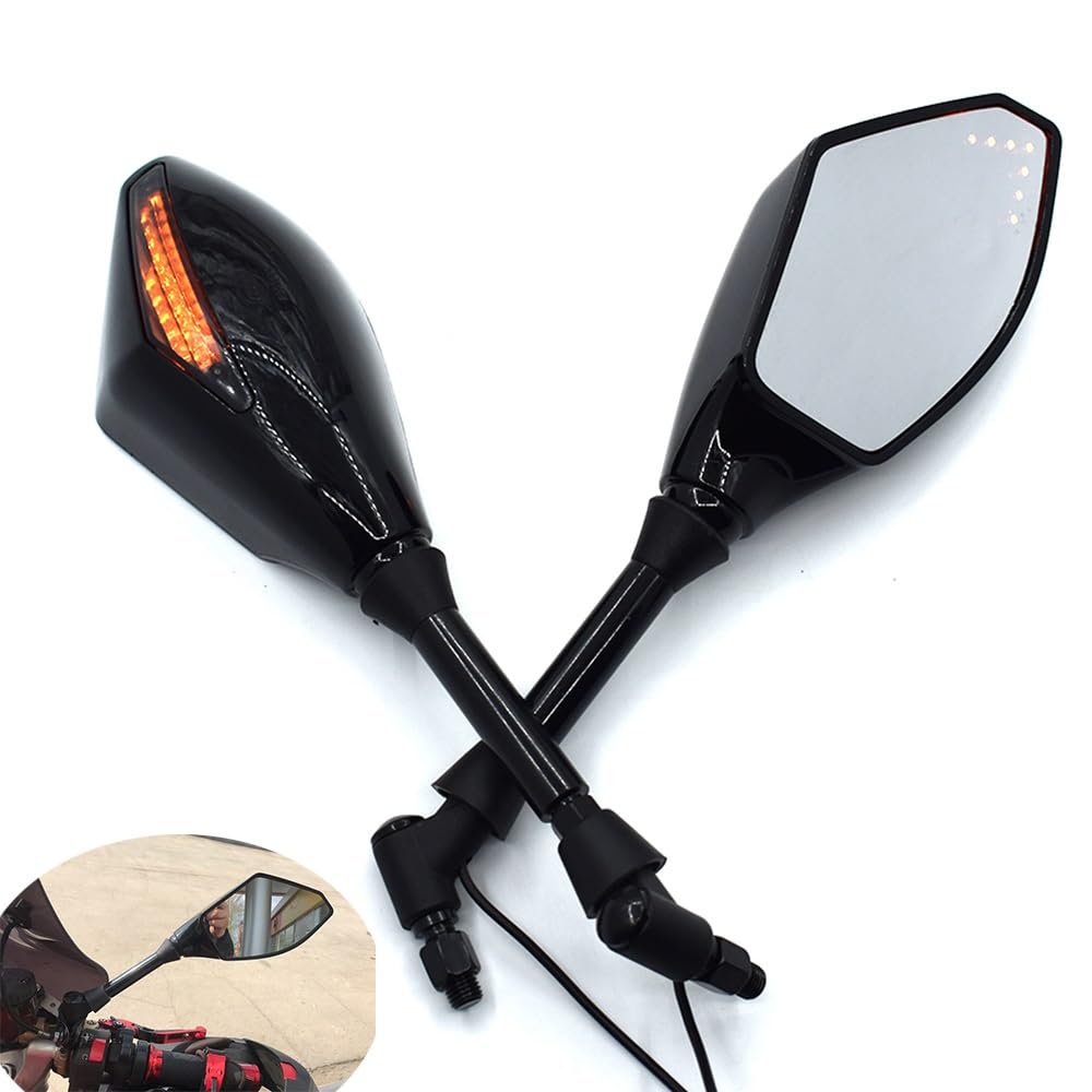 Motocyklowe Lusterka Wsteczne Moto Lusterko końców Pasuje Do MV Agusta 910R 989R 920 990 1078RR 1090 Uniwersalne 10mm Lusterka Wsteczne Motocykla Ze Zintegrowanym Kierunkowskazem(Snake skin)