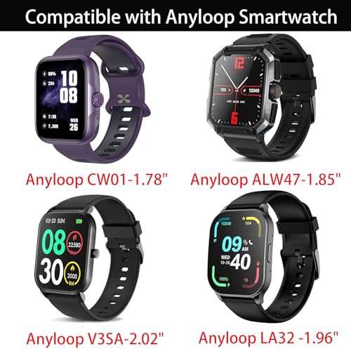 Compatible with Anyloop Smartwatch Bands, Lamshaw Classic Watch Bands 22mm Soft Silicone Bands Bracelet Sports Strap for Men & Women Compatible with Anyloop CW01/LA32/ALW47/V3SA Smartwatch