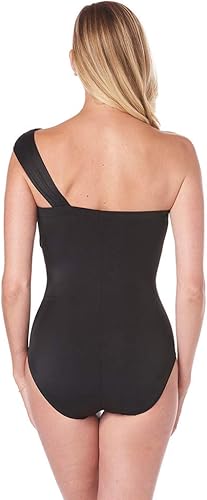 Miniatura 3 de MagicSuit Traje de baño de una pieza para mujer, color sólido, diosa, un hombro, con aros