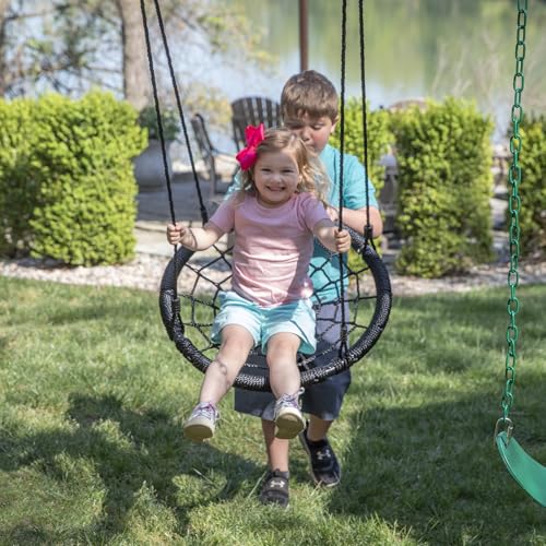 Backyard Discovery Endeavor II Cedar Wood Swing Set with Wave Slide, Play Deck, Double Rock Wall, Picnic Table, Climbing Wall, Belt Swings, Web Swing, Toy Telescope, Step Ladder, Outdoor Playset - image 7