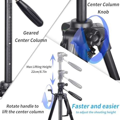 Image of INNOREL 62 inch Camera Tripod with Carry Bag, Lightweight Travel Aluminum Professional Tripod Stand (11lb /5kg Load) with Tube Holder and Phone Clip for DSLR, Cellphone, Canon, Nikon, Sony and DV RT10