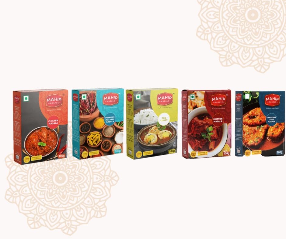 Mahip Masale Gourmet Spice Collection – Elevate Your Culinary Creations with Chicken, Mutton, Egg Curry, Premium Malvani, and Premium Malvani Fish Masalas