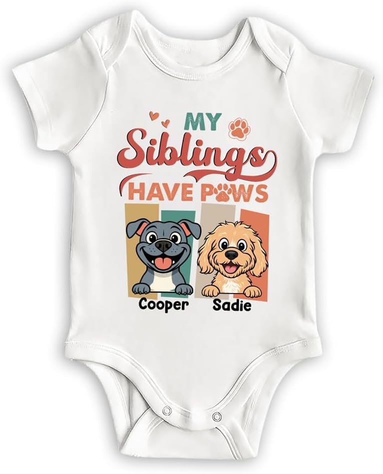 Wrappiness Protected by Dog Baby Onesie for Baby Girl Boy - Personalized Bodysuit Gift Baby Clothes with Pet Design