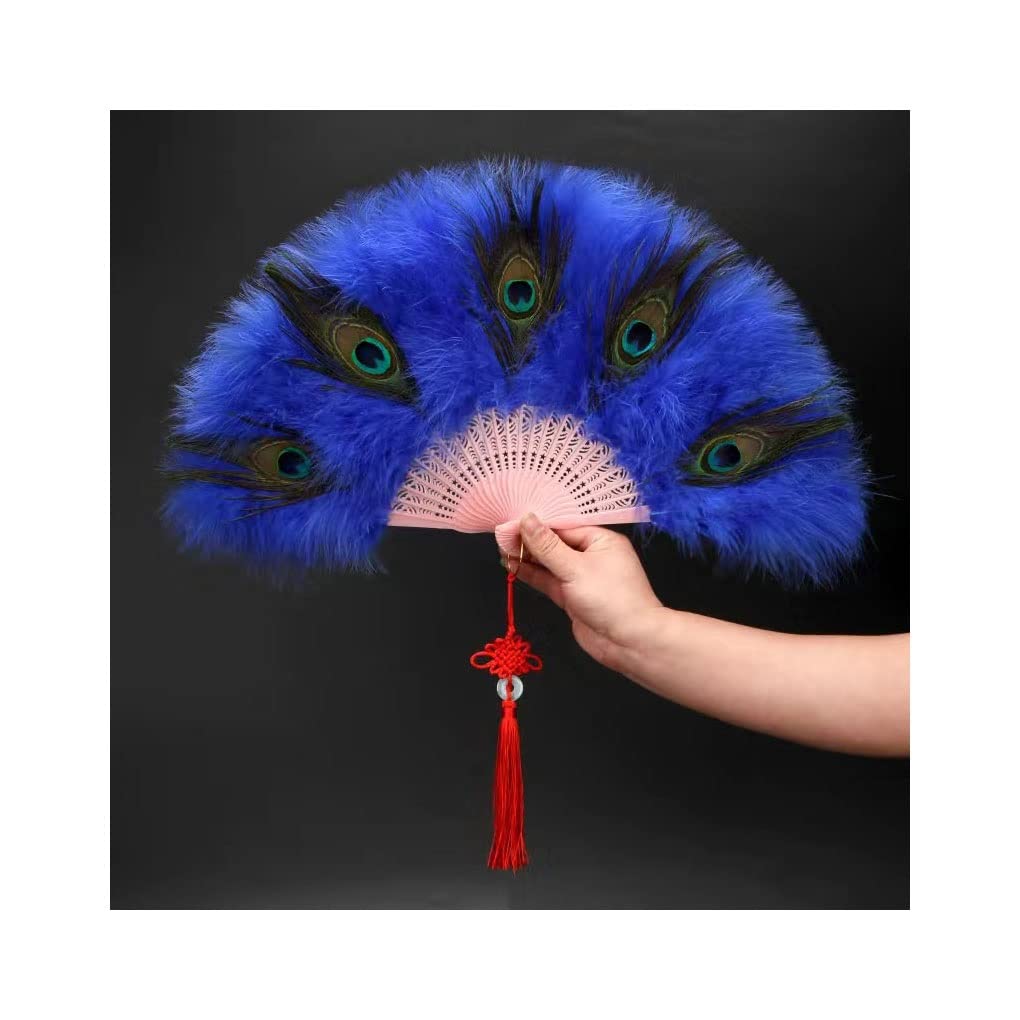 Amazon.co.jp: 孔雀の羽うちわ (Color : Blue) : ホーム＆キッチン