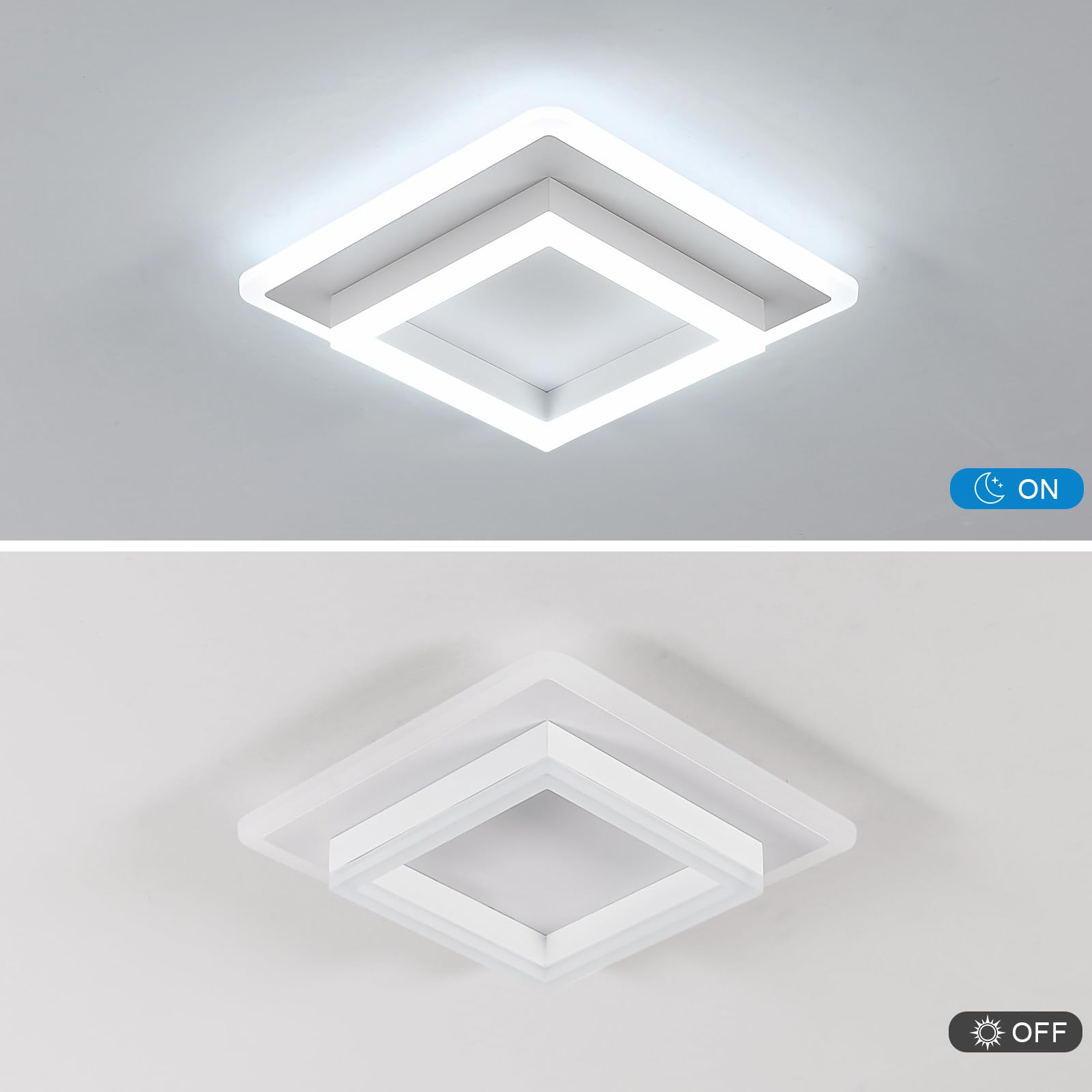 DELIPOP Lampada da Soffitto LED Moderna, 30W 3375LM Creativo Quadrata Plafoniere, Lampadario LED Soffitto Bianca per Camera da letto, Soggiorno, Cucina Sala da Pranzo, Bianco Freddo 6500K