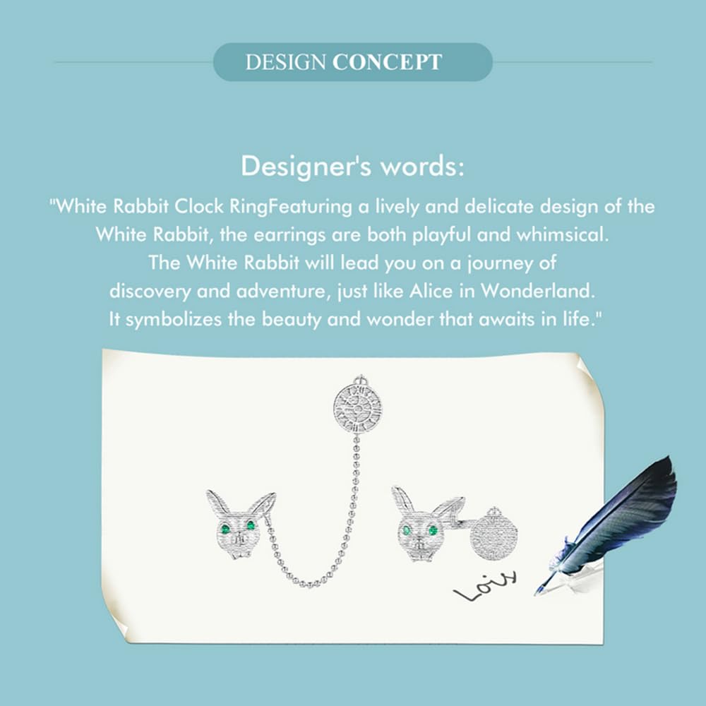 WBDWWTD Orecchini a Catena per Donna Orecchini a Cerchio con Catena Pendente Doppio Piercing Orologio e Orecchini a Polsino con Orecchio a Forma di Coniglio