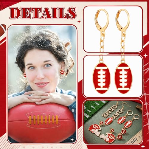 Image of Liliaafar 4 Pairs Game Day Football Earrings for Women