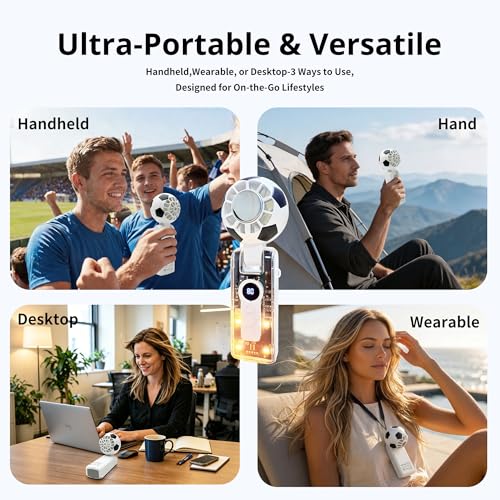 Aprilmin Portable Handheld Turbo Fan with Ice Cooling,rechargeable soccer fan,Powerful 5 S - image 7