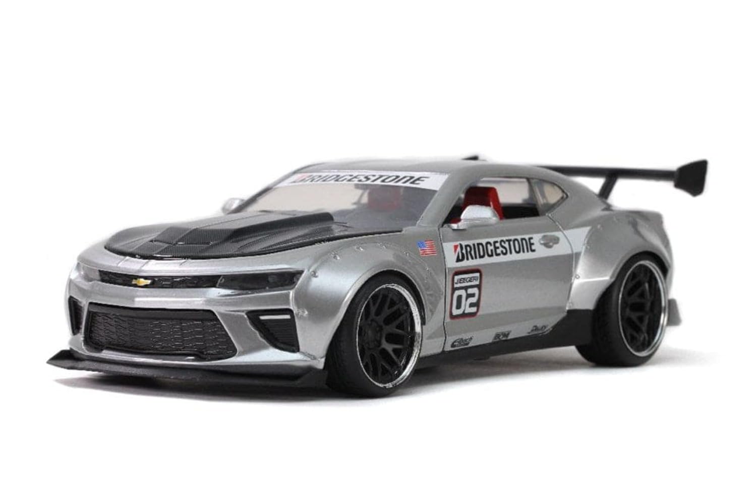 Jada Toys Bigtime Muscle 1:24 2016 Chevy Camaro SS Widebody Die-cast Car Silver, Toys for Kids and Adults