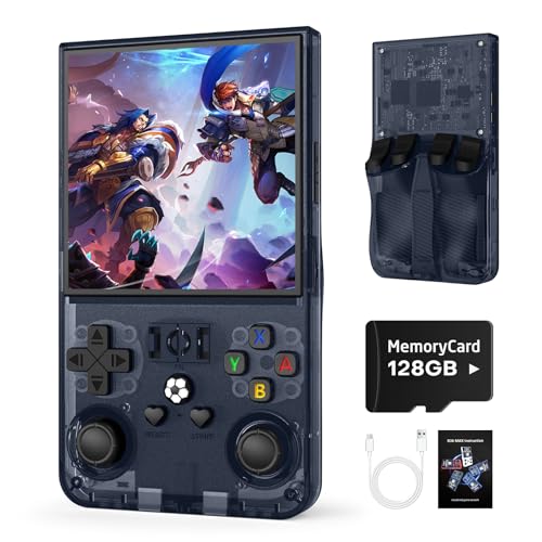 Image of R36MAX Retro Handheld Game Console, 128GB Retro Gaming Console with 4.0 Inch Screen, Portable Video Game Consoles with 4000mAh Battery (128GB-Gray)