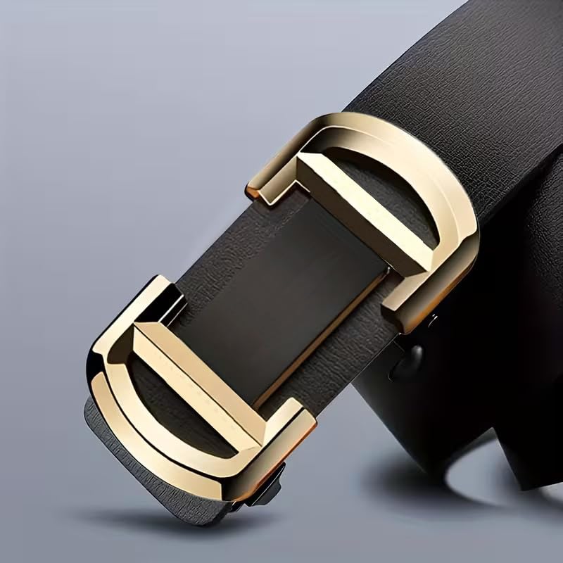 Image of NAPA HIDE Men's Auto Lock Vegan Leather Belt | Stylish Adjustable Buckle Belt for Formal & Casual Wear I Fits upto 40 Inches Waist size