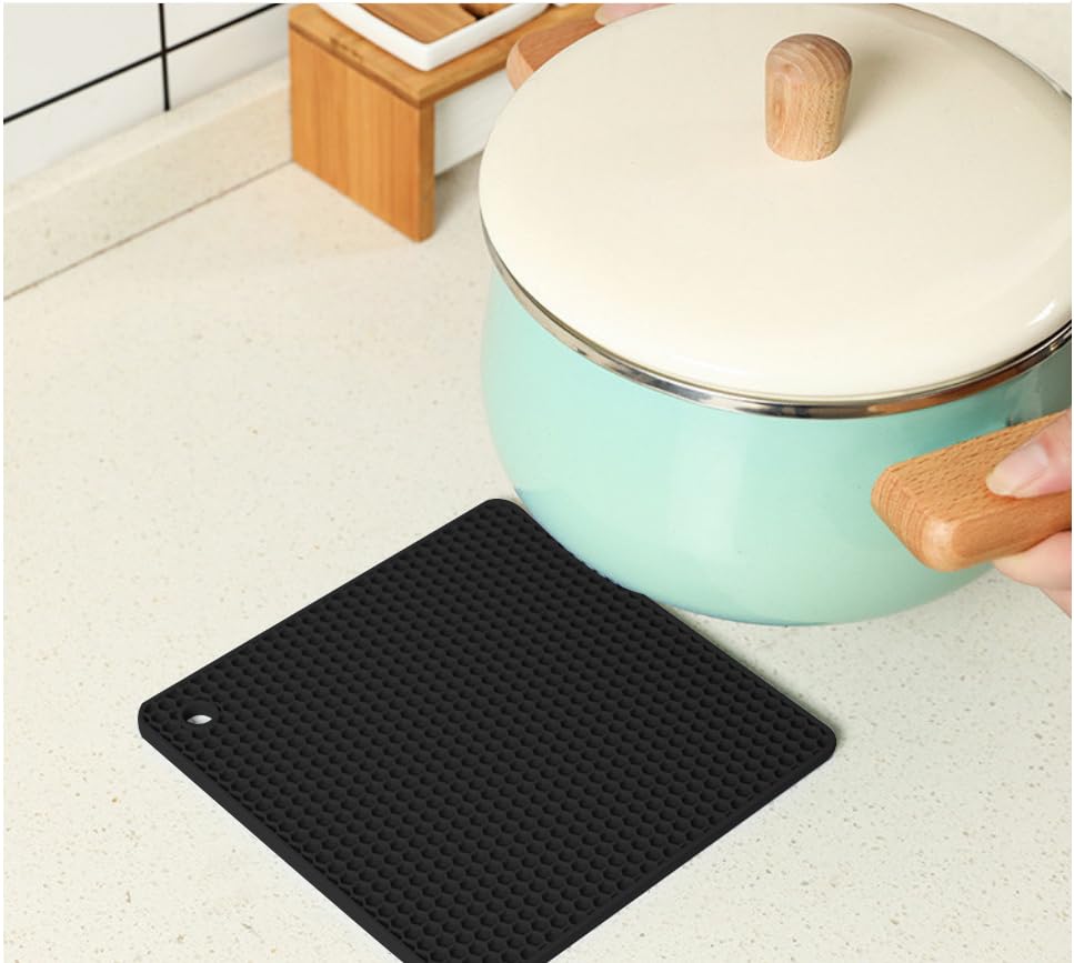 Silicone Non-Slip, Heat Resistant & Water-Trapping Trivet Mats for Hot Pots & Pans & Dishes & Cookware, Multipurpose Kitchen Table Coaster, 7.1 Inch,
