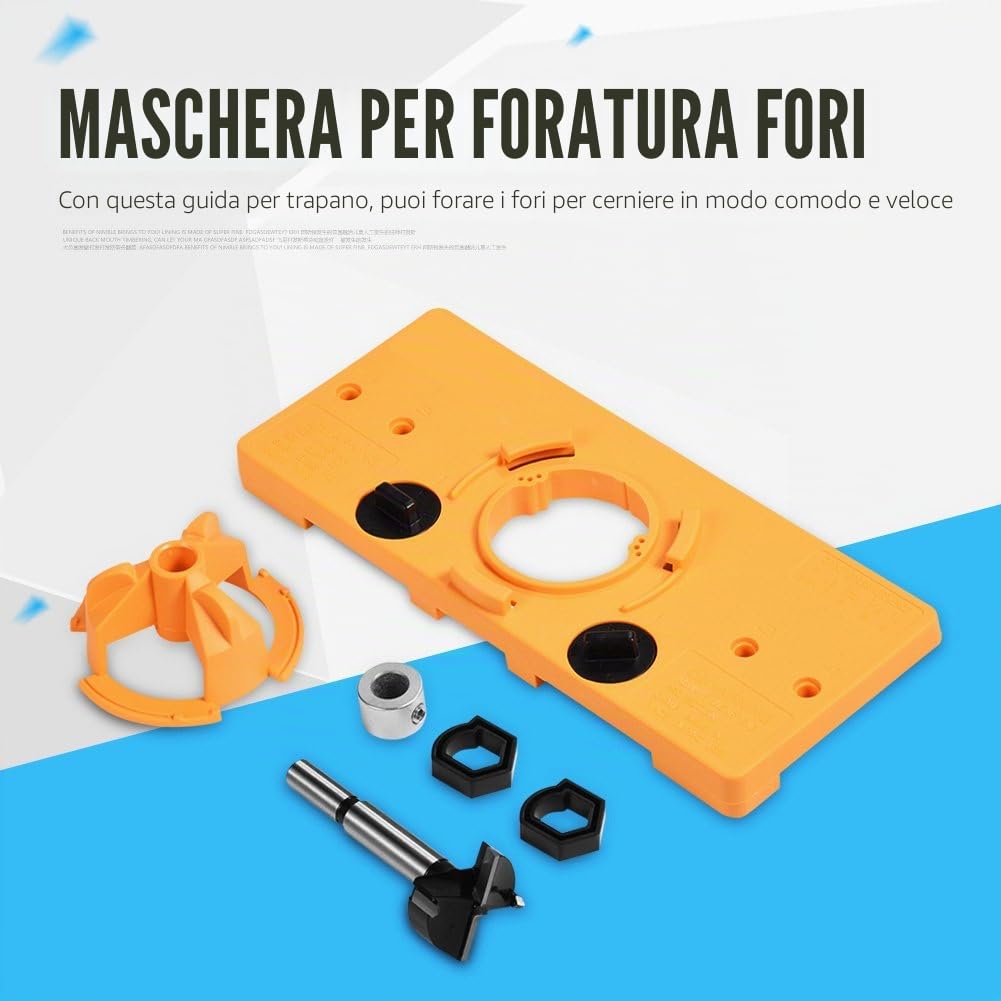 35 mm Cup A scomparsa cerniera Jig Boring template/forature di guida di foratura hole cutter bit set, porta punte Forstner, per falegname falegnameria DIY Tools