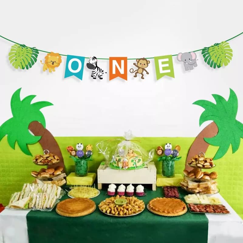 Wild Een Verjaardag Decoraties Achtergrond Banner 180x110cm Groen Eerste Verjaardag Leuke Jungle Safari Dieren 1e Verjaardag Decoraties voor Jongens