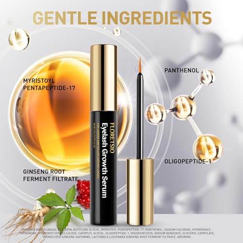 Advanced Lash Serum for Eyelash Growth: FLORETSIO Enhancing Lash Conditioner for Lashes and Eyebrows - Rapid Growth with Keratin Peptides and Amino Acids for Longer, Thicker, Fuller Lashes | 5ml - Thumbnail 2