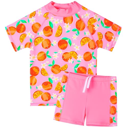 Image of TFJH E Girls Short Sleeve Swimsuit Two Piece Swimwear UPF 50+ UV 3-12 Years