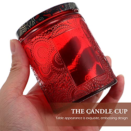 Exceart J07T112654M 6Pcs Glass Candle Jars Embossed Glass Candle Container Empty Round Canning Storage Jars Pots thumb #6