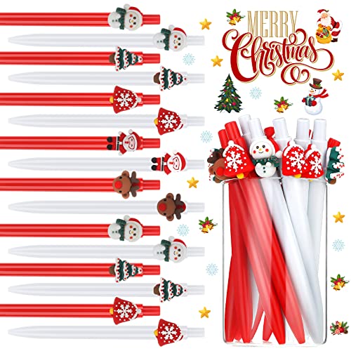 Christmas Pens Novelty Holiday Pens Office Supplies Christmas School Supplies Gel Ink Pens Christmas Series Pens Xmas Tree Snowman Reindeer Santa Claus Shape Pen for Decoration Home Use (20)