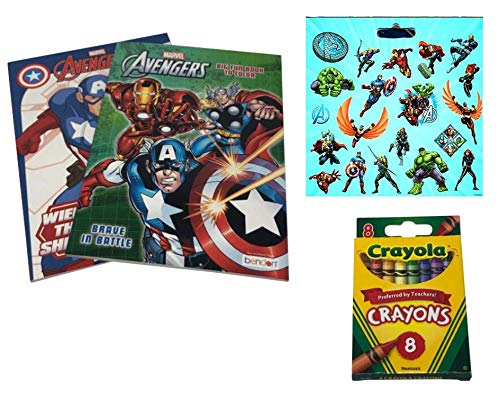 TITLE: Marvel Avengers Coloring Book Super Set with Crayola Crayons and Stickers (2 Coloring and Activity Books - Over 160 Pages Total Featuring Captain America, Thor, Hulk, Iron Man and More!)