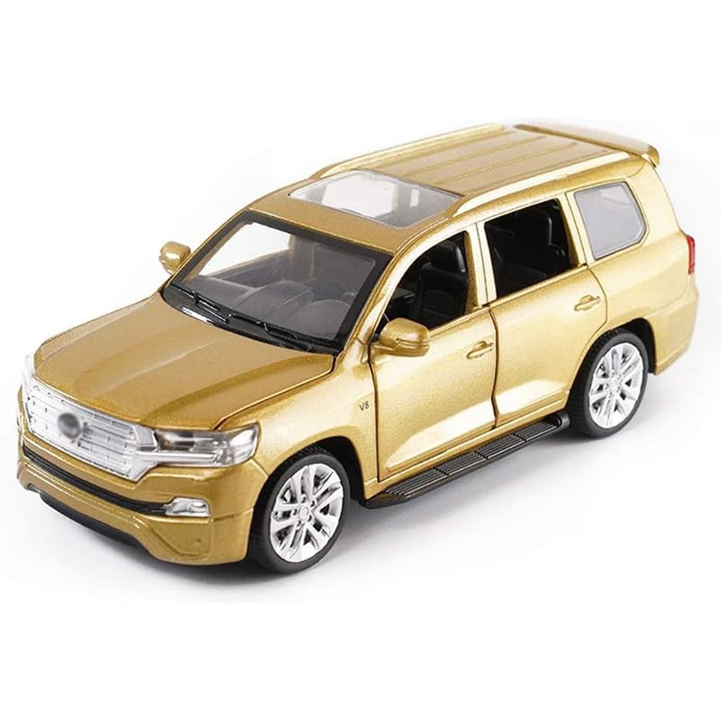 Image of PINQUE Kids New Car 1:32 Land Cruiser Diecast Alloy Metal Pull Back Car with Openable Doors Music Sound and Light Vehicle Toy Car for Boys (Multicolor)