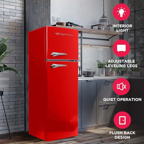Frigidaire EFR786 Retro Apartment Size Refrigerator with Top Freezer - 2 Door Fridge with 7.5 Cu Ft of Storage Capacity, Adjustable Spill-Proof Shelves, Door & Crisper Bins, Red - image 3