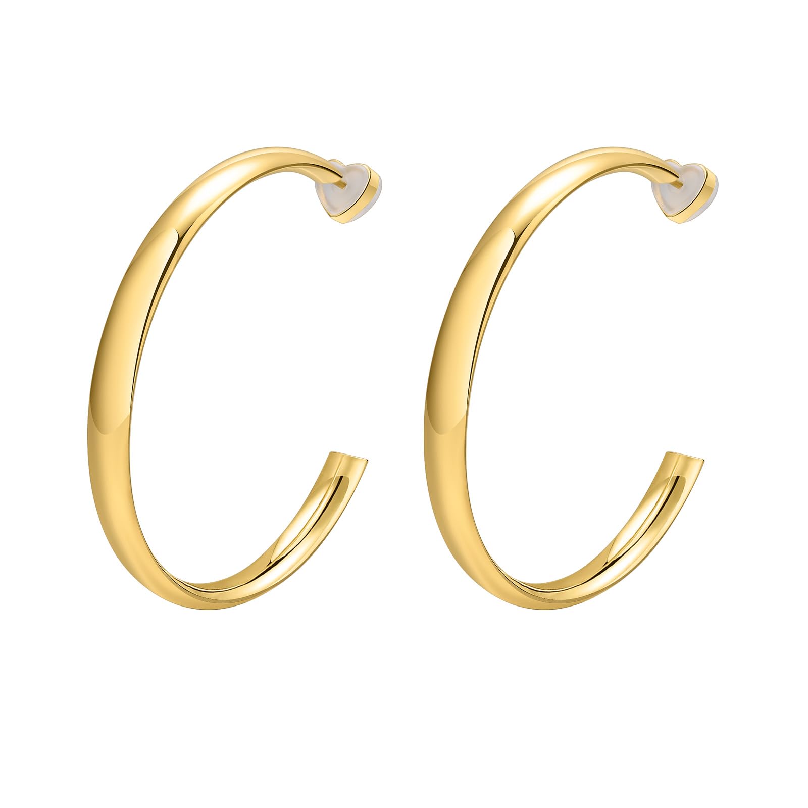 MEALGUETSurgical Steel Hoop Earrings for Women : Women's Chunky Open 18K Gold Plated Hoop Earrings Jewelry Gift for Girls,Trendy hypoallergenic Hoops for Sensitive Ear,Waterproof,Gold/Silver