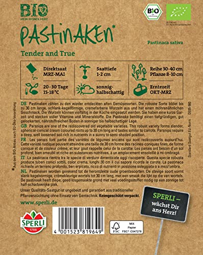 Sperli BIO Pastinakensamen 81964 für 200 Pflanzen– Süßlich schmeckende Pastinake, ideal für Gemüsebeet, reich an Vitaminen & Mineralstoffen, einfache Anzucht, Gemüsesamen
