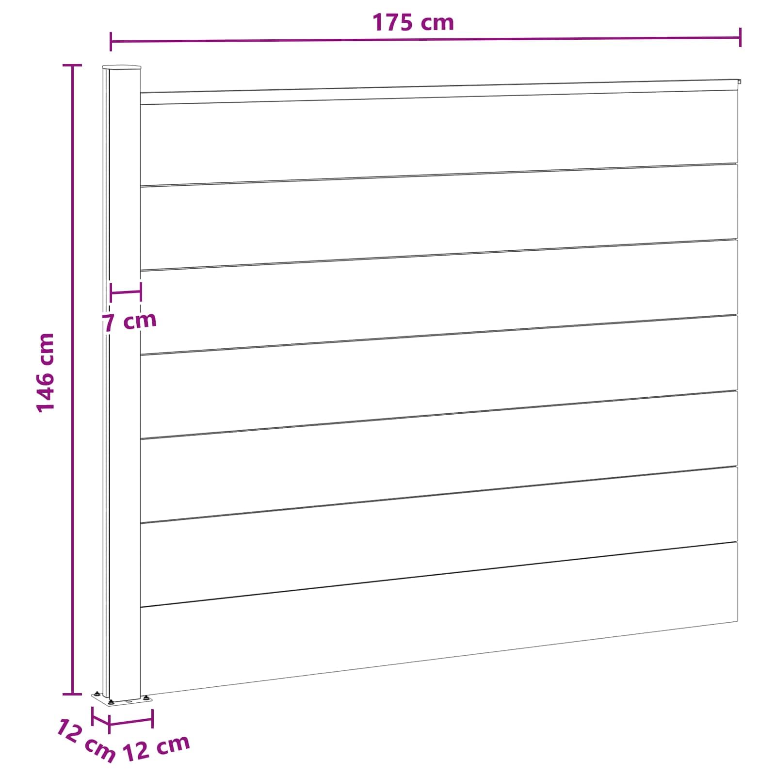 WPC Sichtschutzzaun Braun 175x146 cm - Modularer Gartenzaun aus Holz-Kunststoff & Aluminium mit Pfosten - Robustes Zaunelement Set für Garten & Terrasse