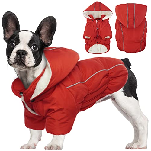 Hjumarayan Abrigo para Perro Pequeño Mediano de Invierno, Cálido Abrigos Trajes para Perros Chaqueta Perro Abrigo Ropa para Perro Chihuahua Galgo Bulldog Frances (Rojo, XL) Cover