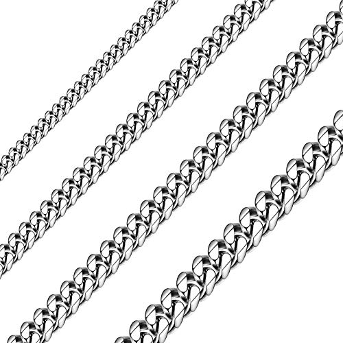 Sunling Solid Stainless Steel Cuban Chain Necklace For Men and Women Waterproof Curb Link Necklace...