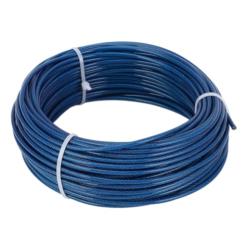 Kit Tensores de Cable de Acero Para Exteriores ViaGasaFamido con Cable de 100 ft y 3 mm Revestido en Azul miniatura 2