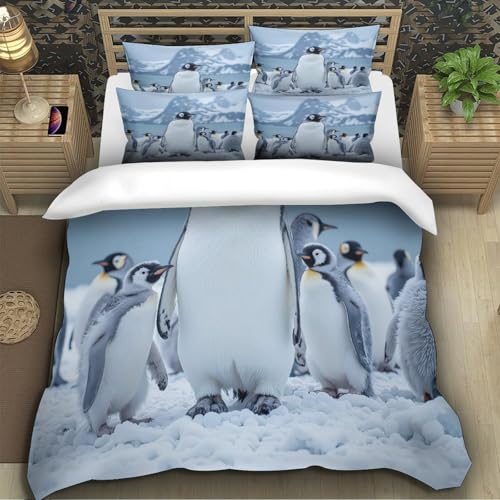 Parure de lit microfibre pingouin lit simple au design faune antarctique - 5