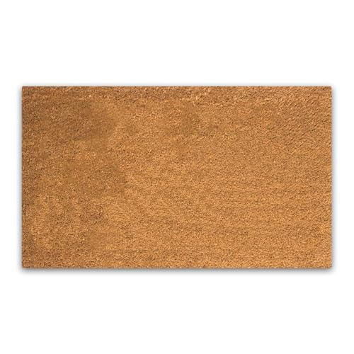PLUS Haven 17.5x30 Door Mat with Heavy-Duty Backing - Coco Coir Doormat for Outdoor or Indoor Uses - Non-Slip Welcome Mats for Entryway or Porch - Easy to Clean Front Door Mat - Natural Brown