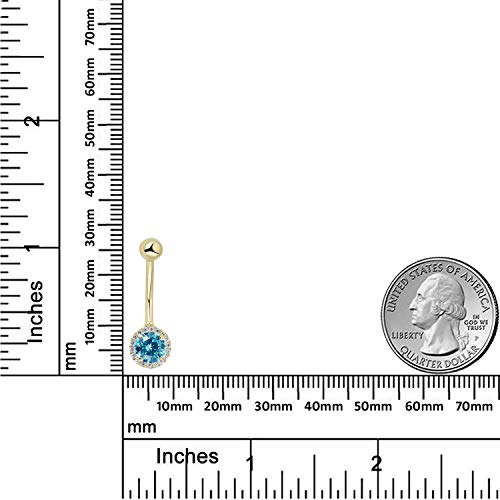 Image of AVORA 10K Gold Simulated Diamond CZ Frame Belly Button Ring Body Jewelry (14 Gauge)