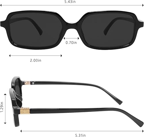 Miniatura 3 de Lentes de sol retro para mujeres y hombres, lentes de sol rectangulares pequeños de los años 90, vintage, lindos, estrechos y modernos