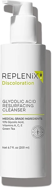 Replenix Glycolic Acid Resurfacing Facial Cleanser, Gentle Medical Grade Exfoliating Face Wash for Skin Discoloration (6.7 fl. oz)