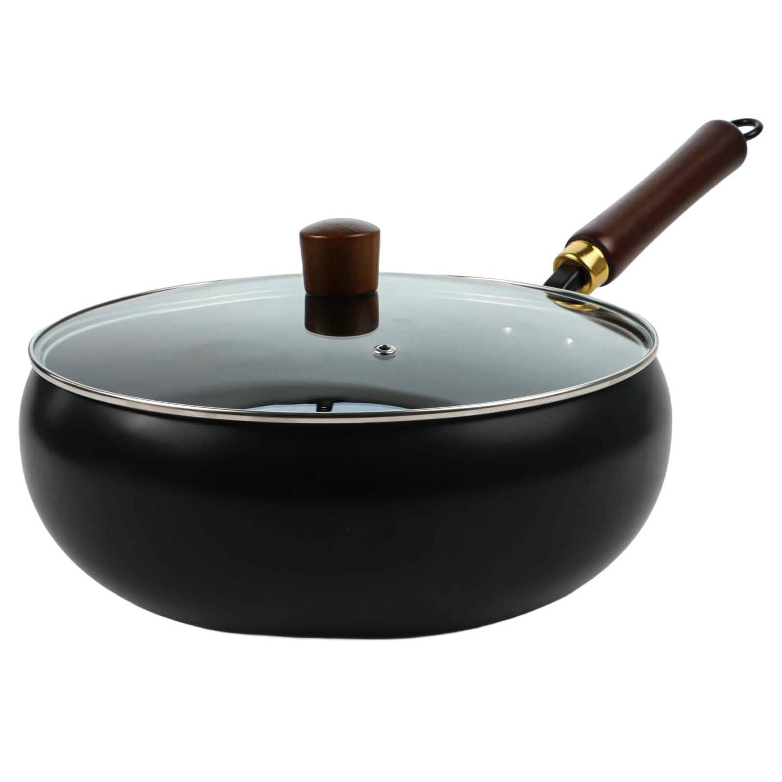 FUBESK Forgiato a mano Ferro Wok Grande Belly Pot 265Cm Non Rivestito In Acciaio Al Carbonio Padella Induzione E Gas Stufe Per Robot Nero Aspirapolvere Accessori Aspirapolvere Accessori